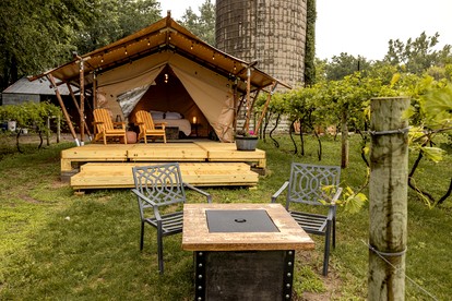 Rustic Vineyard Glamping Tent with Wine Tastings near Lakes and Trails in Currie, Minnesota - glamping.directory