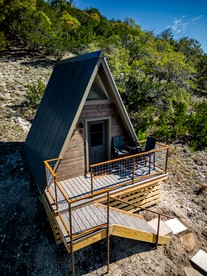 Charming A-Frame Cabin with a Sauna in Center Point, Texas - The Ideal Glamping Destination for a Couple - glamping.directory