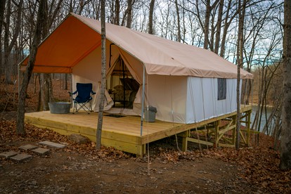 Secluded Luxury Camping Tent on Otter Lake near Girard, Illinois - glamping.directory