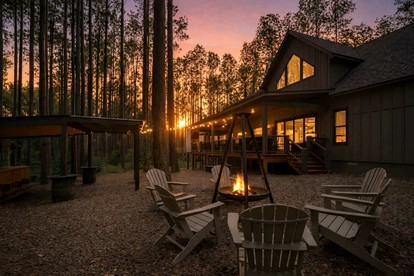 Luxury Forest Cabin with Hot Tub, Fire Pit & Game Room Near Broken Bow Lake, Broken Bow, Oklahoma - Broken Bow, Oklahoma - glamping.directory
