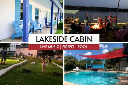 Rustic Cabin Rental with Lake Views and Shared Pool near Austin, Texas - glamping.directory
