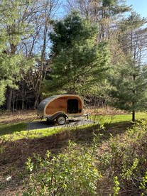 Unique Tiny Teardrop Camper for a Cozy Romantic Getaway in the Forest by the River in Jacksonville, Vermont - Jacksonville, Vermont - glamping.directory