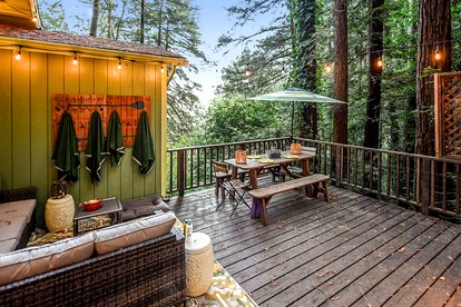 Cozy Redwood Retreat with Hot Tub & Forest Views near Jenner in Sonoma County, California - Guerneville, California - glamping.directory