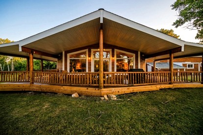 Spacious Retreat with Stone Fireplace & Pond Views in Banner, Wyoming - glamping.directory