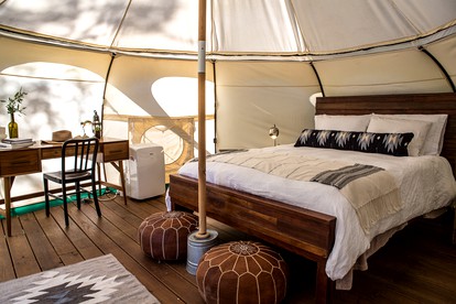 Charming Couples' Bell Tent Rental with Air Conditioning in Texas Hill Country - Elgin, Texas - glamping.directory