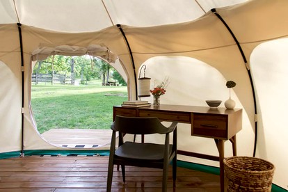 Charming Couples' Bell Tent Rental with Air Conditioning in Texas Hill Country - Elgin, Texas - glamping.directory