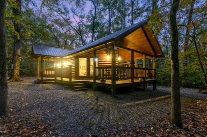 Romantic Cabin for Two with Hot Tub, Fireplace & Double Shower Near Hochatown - glamping.directory