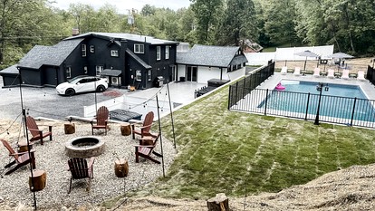 Delightful Cabin with Private Pool, Jacuzzi and Fire Pit in NY - glamping.directory