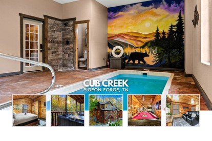 Luxurious Smoky Mountain Cabin with Indoor Pool & Hot Tub Near Dollywood in Pigeon Forge, TN - glamping.directory