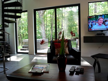 Wheelchair Accessible Cabin with Private Hot Tub and Fireplace Nestled Among Trees of Woodstock, New York - Woodstock, New York - glamping.directory