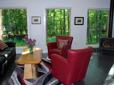 Wheelchair Accessible Cabin with Private Hot Tub and Fireplace Nestled Among Trees of Woodstock, New York - Woodstock, New York - glamping.directory