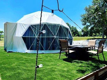 Riverfront Cozy Dome with Patio and Fire Pit in Missouri - glamping.directory