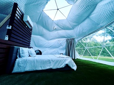 Riverfront Cozy Dome with Patio and Fire Pit in Missouri - Clever, Missouri - glamping.directory