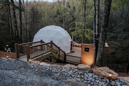 Designer Dome with Unmatched Scenery: Romantic Getaway near Falls in Cherry Log, Georgia - glamping.directory