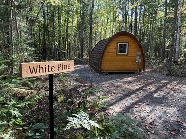 Luxurious White Pine Pod for Two Nestled in the Woods for an Unforgettable Glamping Getaway by Lake Superior in Wisconsin - Washburn, Wisconsin - glamping.directory