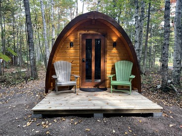 Luxurious White Pine Pod for Two Nestled in the Woods for an Unforgettable Glamping Getaway by Lake Superior in Wisconsin - Washburn, Wisconsin - glamping.directory