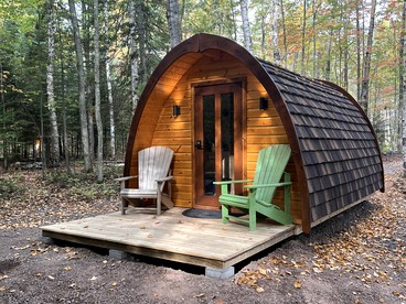 Luxurious White Pine Pod for Two Nestled in the Woods for an Unforgettable Glamping Getaway by Lake Superior in Wisconsin - Washburn, Wisconsin - glamping.directory