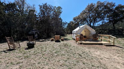 Romantic Glamping Getaways in Texas Hill Country in this Cute Safari Tent Rental - Bandera, Texas - glamping.directory