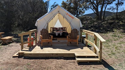 Romantic Glamping Getaways in Texas Hill Country in this Cute Safari Tent Rental - Bandera, Texas - glamping.directory