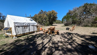 Romantic Glamping Getaways in Texas Hill Country in this Cute Safari Tent Rental - Bandera, Texas - glamping.directory