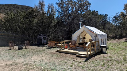 Romantic Glamping Getaways in Texas Hill Country in this Cute Safari Tent Rental - glamping.directory