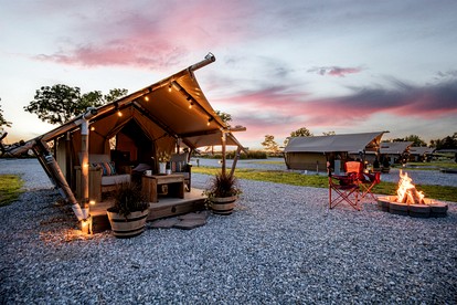 Comfortable Glamping Tent with Fire Pit and Stream Access Near Mark Twain National Forest in Missouri - glamping.directory