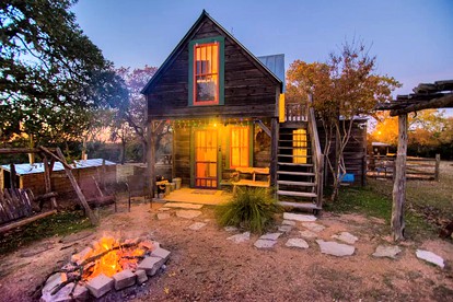 Quirky and Romantic Cabin Rental with Luxury Jacuzzi in Fredericksburg, Texas - glamping.directory