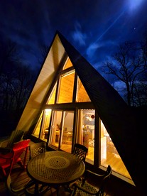Deluxe A-Frame Chalet in Front of Waterfall in Blue Ridge Mountains, North Carolina - Burnsville, North Carolina - glamping.directory