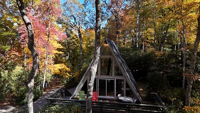 Deluxe A-Frame Chalet in Front of Waterfall in Blue Ridge Mountains, North Carolina - Burnsville, North Carolina - glamping.directory