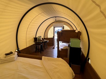 Go Glamping in North Carolina at this Wonderful Riverside Covered Wagon in Lillington - Lillington, North Carolina - glamping.directory