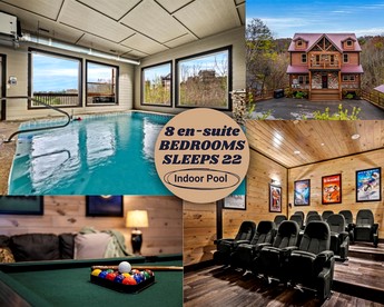 Stunning Cabin with Indoor Pool, Pool Table and Hot-tub in Sevierville, Tennessee - Sevierville, Tennessee - glamping.directory