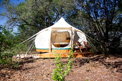 Romantic Escapes to Spicewood, Texas in this Charming Bell Tent for Two - glamping.directory