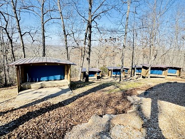 Shady Family Tree Hut Glamping Cabins with Private Door & Mosquito Nets near Big Niangua River, Macks Creek, Missouri - Macks Creek, Missouri - glamping.directory