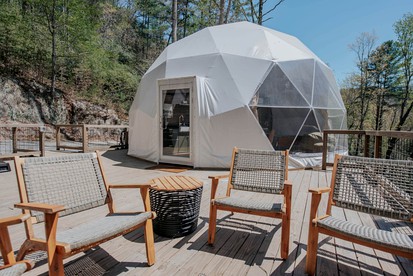 Chic Falls-Side Family Getaway: Dome Stay in Cherry Log, Georgia - glamping.directory