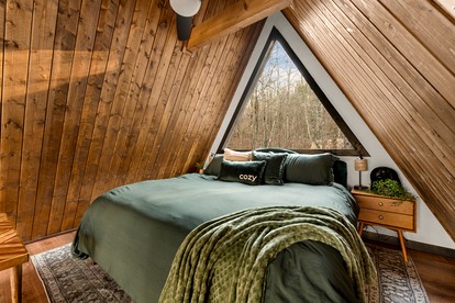 Lovely Lofted A-Frame with Private Jacuzzi, Deck, Fire Pit and Views in Arkansas - Wasilla, Arkansas - glamping.directory