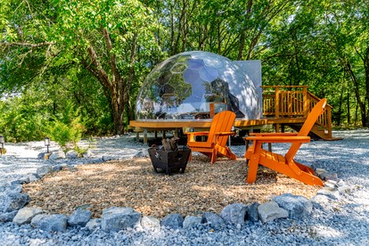 Cozy Glamping Retreat with Outdoor Shower & Fire Pit near Wolfe City, Texas - glamping.directory