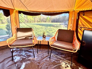 Goregous Bell Tent Glamping with Wood Burning Stove on the Illinois River near Tahlequah, OK - Tahlequah, Oklahoma - glamping.directory