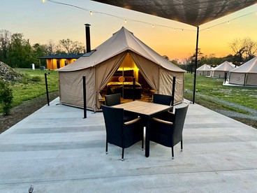 Goregous Bell Tent Glamping with Wood Burning Stove on the Illinois River near Tahlequah, OK - glamping.directory
