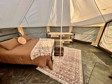 Goregous Bell Tent Glamping with Wood Burning Stove on the Illinois River near Tahlequah, OK - Tahlequah, Oklahoma - glamping.directory