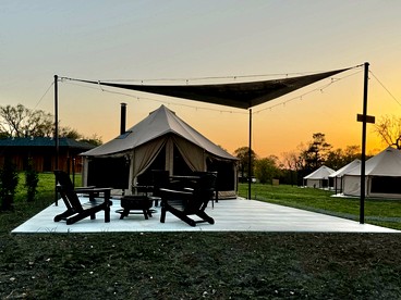 Goregous Bell Tent Glamping with Wood Burning Stove on the Illinois River near Tahlequah, OK - Tahlequah, Oklahoma - glamping.directory