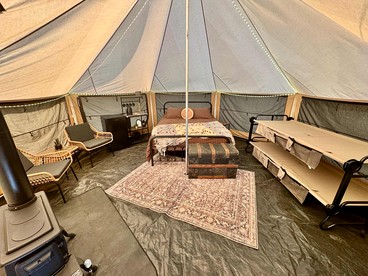 Goregous Bell Tent Glamping with Wood Burning Stove on the Illinois River near Tahlequah, OK - Tahlequah, Oklahoma - glamping.directory