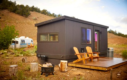 Rainbow Tiny Home with View & Hot Tub near Hot Springs, El Prado, NM - glamping.directory