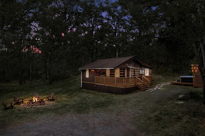 Creekside Cabin with Hot Tub, Fire Pit, Grill at Basye, VA - Basye, Virginia - glamping.directory