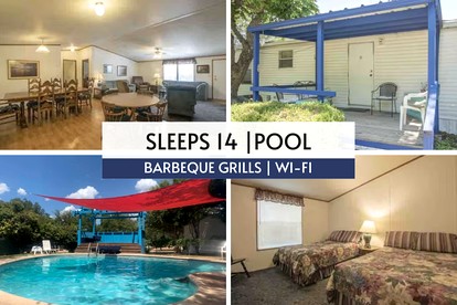 Spacious Poolside Cabin Rental for Groups in Texas Hill Country - glamping.directory