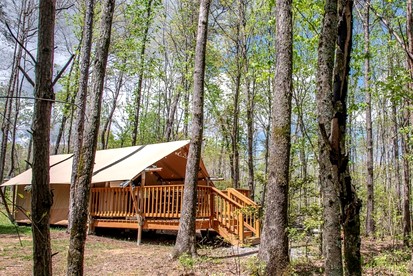 Secluded Off-Grid Glamping Tent with Private Bathhouse Near The Caverns & Waterfalls – Coalmont, Tennessee - glamping.directory