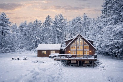 Impressive Cabin with Hot-Tub and Fire Pit Space in New Hampshire - glamping.directory