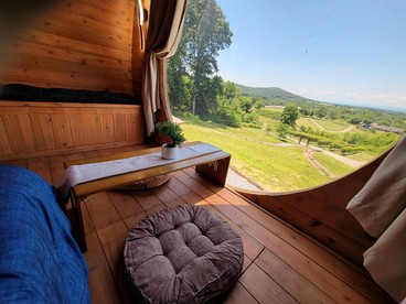 Incredibly Unique Barrel Pod on a Beautiful Private Vineyard with Breathtaking Views for an Unforgettable Glamping Experience in Jonesville, North Car - Jonesville, North Carolina - glamping.directory