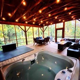 Tiny Luxury Getaway: Cabin in Todd, North Carolina with Hot Tub, Scenic Views, and Lounge Perfection - Todd, North Carolina - glamping.directory