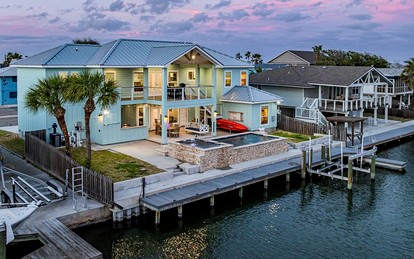 Stylish Waterfront Getaway with Private Dock, Pool, and Game Room near Rockport Beach, Texas - glamping.directory