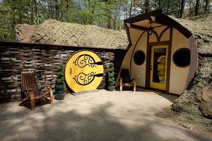 Charming Luxury Hobbit House with Private Hot Tub in Tranquil Woodlands on Littlefield Pond in Springvale, Maine - glamping.directory